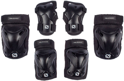 Nijdam set de protection pour patins senior - bouclier d'encre - noir gris argenté - s