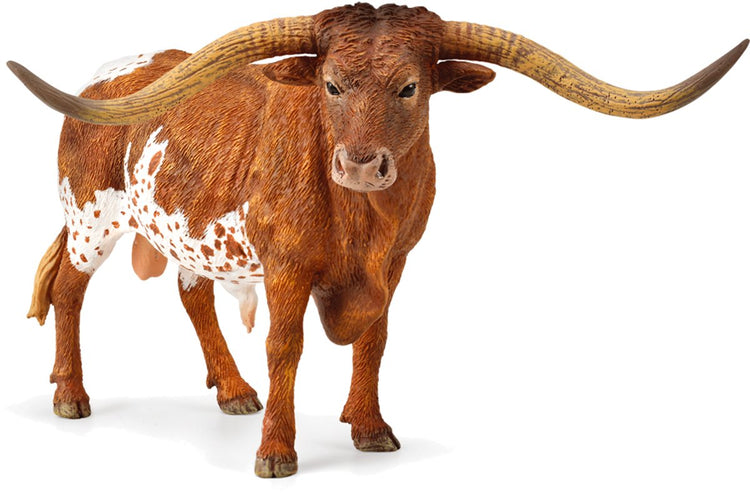 Figurine Collecta - Taureau longhorn Texas - (xl) - animaux de la ferme - peint à la main - miniature