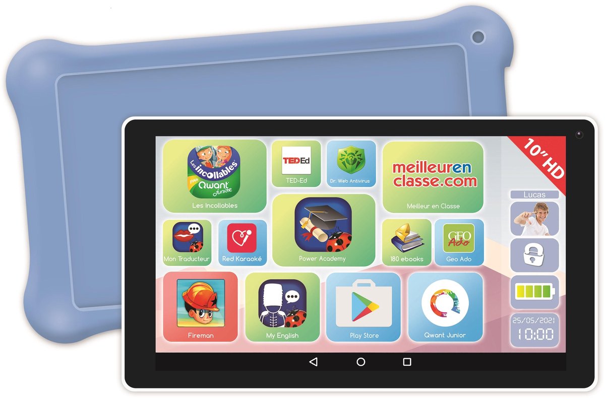 Lexibook - lexitab 10 - tablette pour enfants avec applications éducatives, jeux et contrôle parental - avec étui de protection