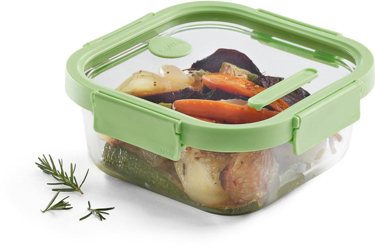 Lékué boîte de conservation alimentaire verre 1100 ml - carrée - vert