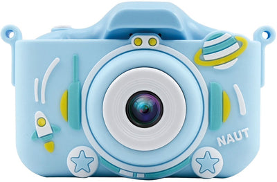 Vision products Appareil photo numérique pour enfants avec housse de protection en silicone pour 4 à 10 ans avec jeux de selfie - photo vidéo - bleu