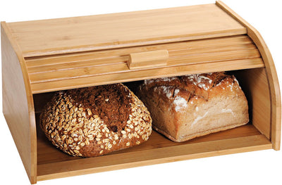 Boîte à pain Kesper avec volet roulant - boîte à pain en bois de bambou fsc® avec couvercle coulissant - boîte à pain - stockez le pain et gardez-le frais