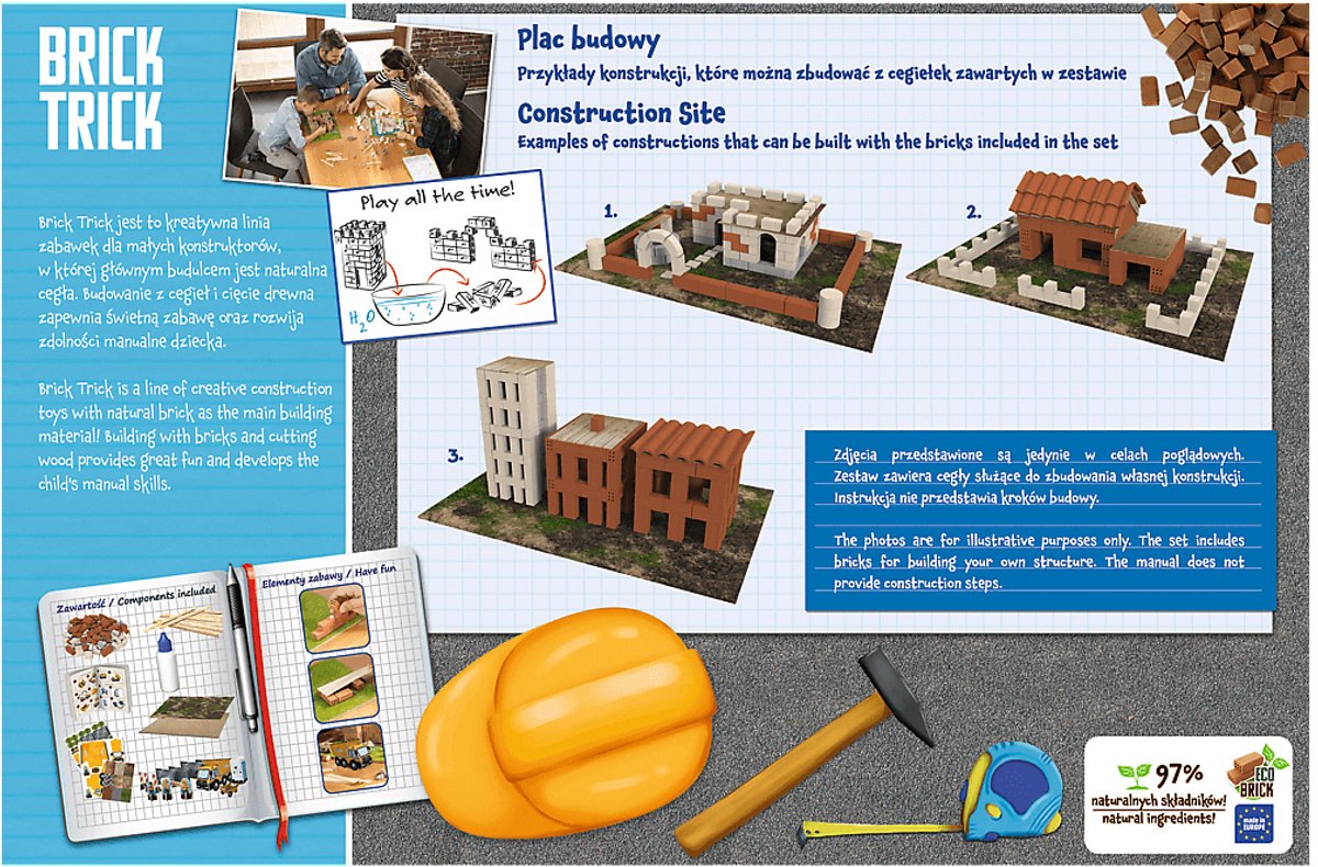 Kit de construction Brick Trick XL Chantier - Jouets créatifs avec de vraies briques.