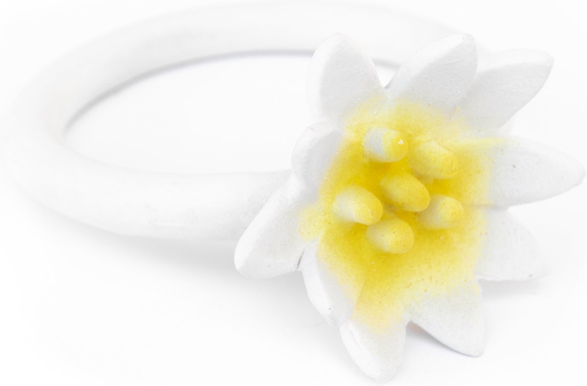 Lanco jouets lanco - anneau de dentition en caoutchouc - lotus - blanc