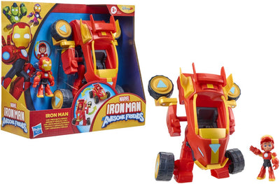 Hasbro Marvel Iron Man et ses super amis, combinaison et véhicule Mech 2 en 1, figurine d'action et véhicule jouet