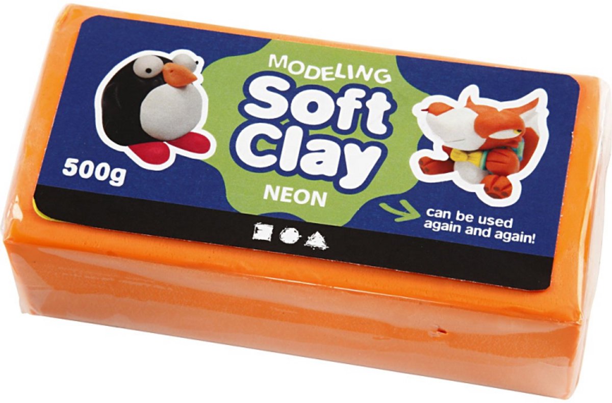 Argile molle - Orange néon, 500gr.