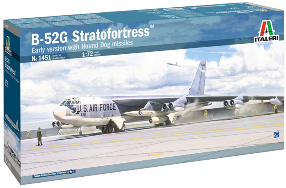 Modèle réduit d'avion Italeri - 1451 b-52g stratofortress première version avec missiles Hound Dog en plastique - 1:72 - modélisme
