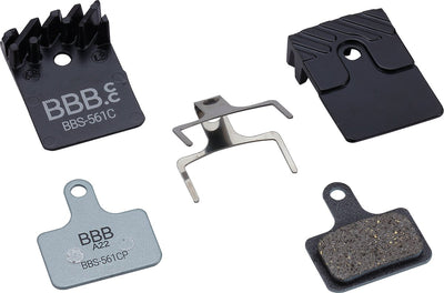 Bbb cycling discstop coolfin plaquettes de frein à disque shimano - jeu complet de plaquettes de frein compatibles avec les freins à disque shimano - organiques avec ailettes de refroidissement - bbs-561c