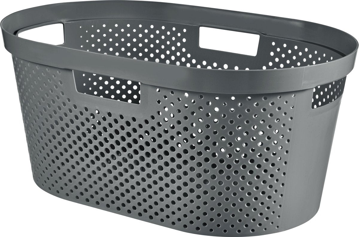 Curver infinity wasmand dots recyclés - 40 litres - 100% recyclé - donkergrijs