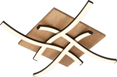 Briloner Vinka - Plafonnier LED - avec décor en bois - forme d'onde - lumière blanc chaud - 47,5 x 47,5 x 8,5 cm