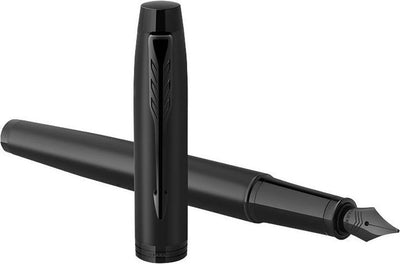 Stylo plume Parker im - pointe fine - cartouche d'encre bleue - noir mat avec détail noir - incl. coffret cadeau