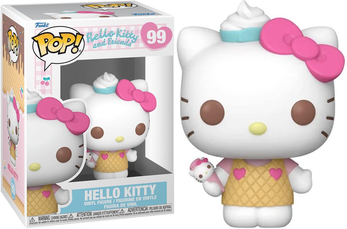 Funko Hello Kitty Hello Kitty et ses amis - figurine en vinyle Hello Kitty (crème glacée) 99 pop ! multicolore unisexe