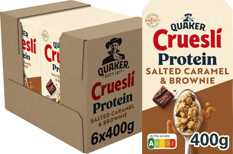 Quaker cruesli brownie protéiné au caramel salé 6 x 400 gr