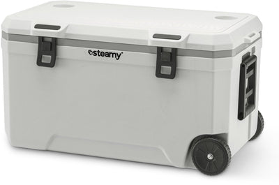 Steamy marine 120 roller - grande glacière sur roulettes - spécialement pour le bateau - 120 litres - blanche