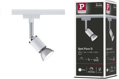 Paulmann urail rail spot pure ii spot séparé gu10 max. 10w dimmable 230v blanc, chrome
