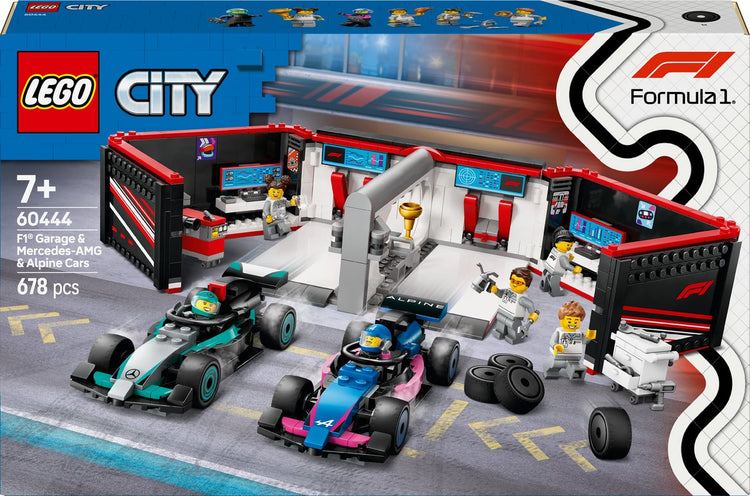 Garage LEGO LEGO CITY 60444 F1 avec Mercedes-AMG et voitures alpines