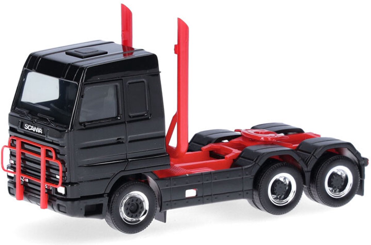 Herpa scania 143 streamline 3a.+ barres de toit et échappement, noir rouge
