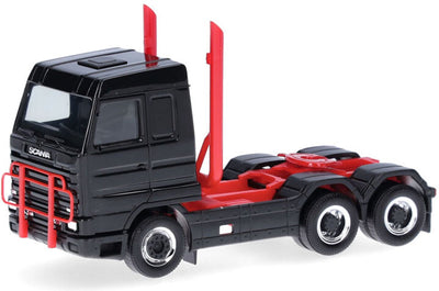 Herpa scania 143 streamline 3a.+ barres de toit et échappement, noir rouge