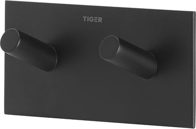 Tigre carré - crochet porte-serviettes double - sans perçage - crochets porte-serviettes - ruban adhésif 3m - noir mat
