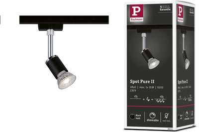 Paulmann urail rail spot pure ii spot séparé gu10 max. 10w dimmable 230v noir mat