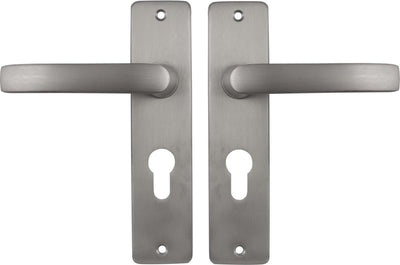 Poignée de porte Starx argent - aspect acier inoxydable - ferrures de porte - bouclier de porte pour cylindre profilé (pc55) - bloc de poignée de porte