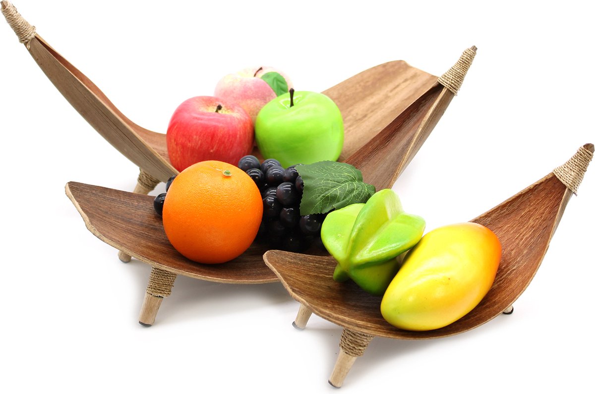 Aw Gifts Ensemble de bols à fruits en feuille de cocotier - Naturel