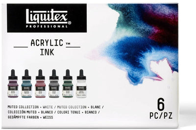 Liquitex 3699355 set d'encres acryliques professionnelles – collection sourdine + blanc de titane 6×30 ml – encre acrylique hautement pigmentée et résistante à l'eau