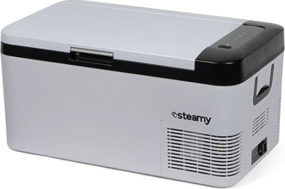 Glacière électrique à compresseur monozone Steamy -e - 20 litres - 12v et 230v - pour voiture et camping - blanche