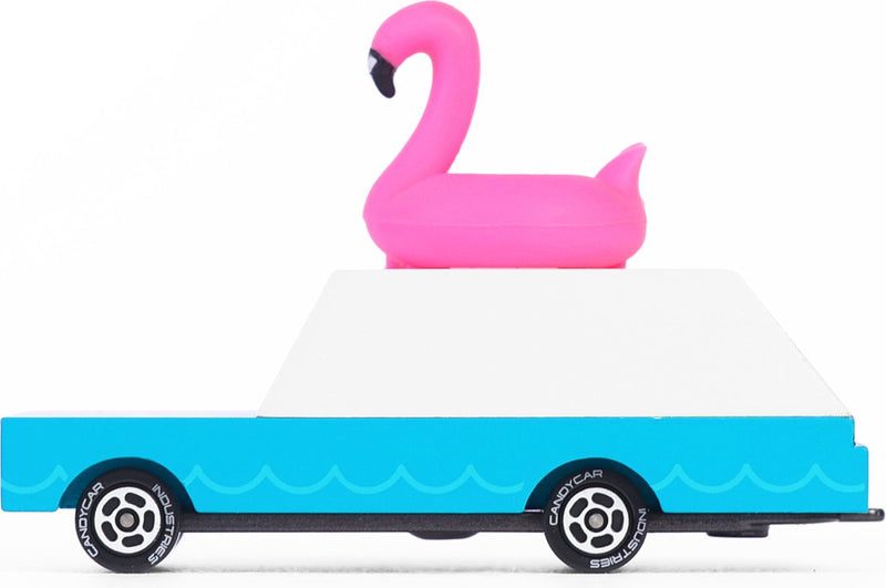 Candylab Toys Candycar World : wagon flamant rose (w228) 8,9 x 3,8 x 6,4 cm, moulé sous pression en bois, magnétique, dans une boîte cadeau, 3+