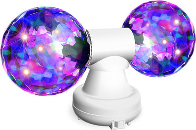 Lampes de fête - boules disco doubles rotatives - facettes - LED multicolores - blanc