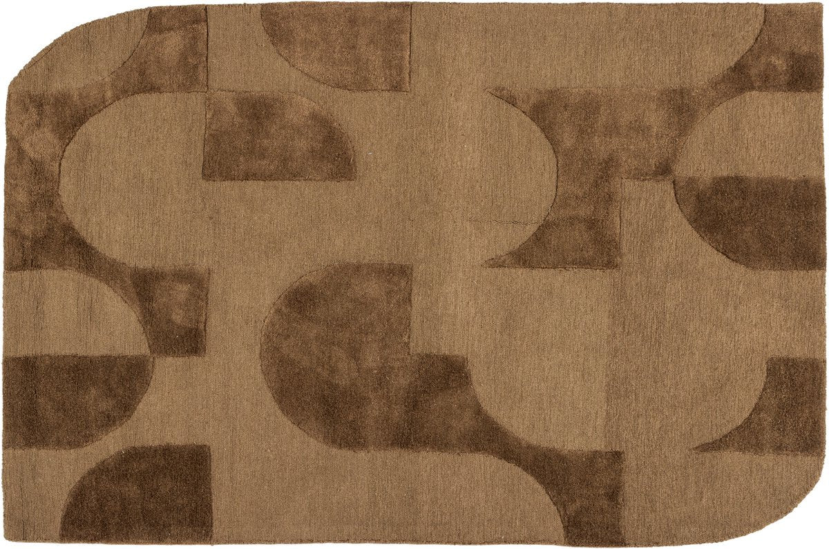 Tapis Woood livo - laine coton - marron - 170x240