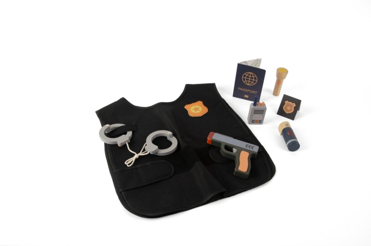 Ensemble de police en bois Dantoy jouets 8 pièces pour enfants.