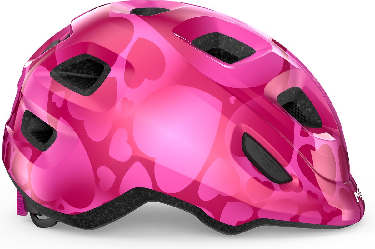 Avec casque enfant hourra - casque de vélo enfant - taille xs s (46-52cm) - coeurs roses brillants