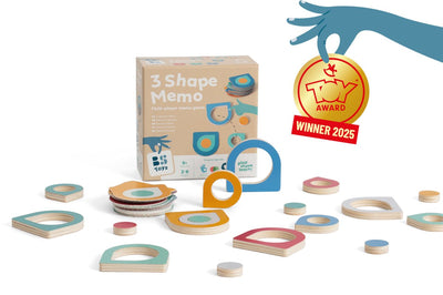 Bs Toys Mémo 3 Formes - Mémo 3 Formes - Jouet Gagnant - Jeu de Mémoire - Jeu de Table - Jouets éducatifs - Bois FSC - Convient à partir de 5 Ans