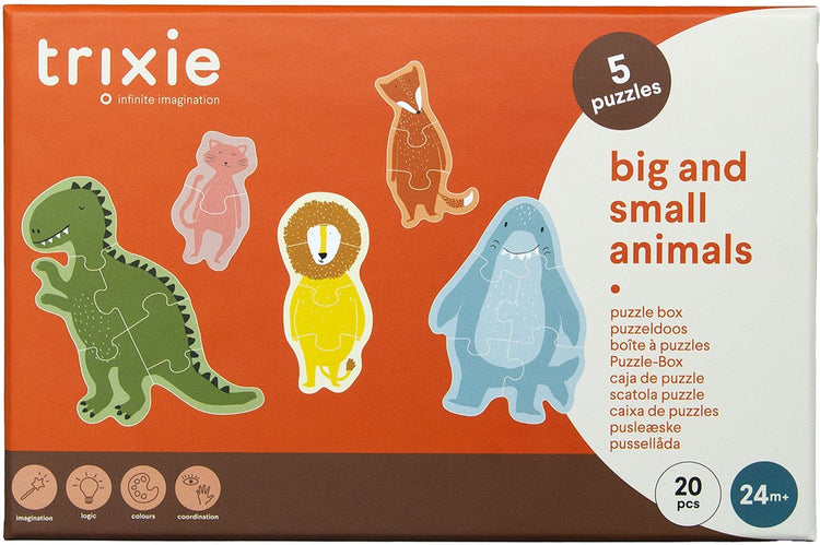 Trixie coffret puzzle grands et petits animaux - coffret puzzle - 2 ans + - 5 puzzles différents