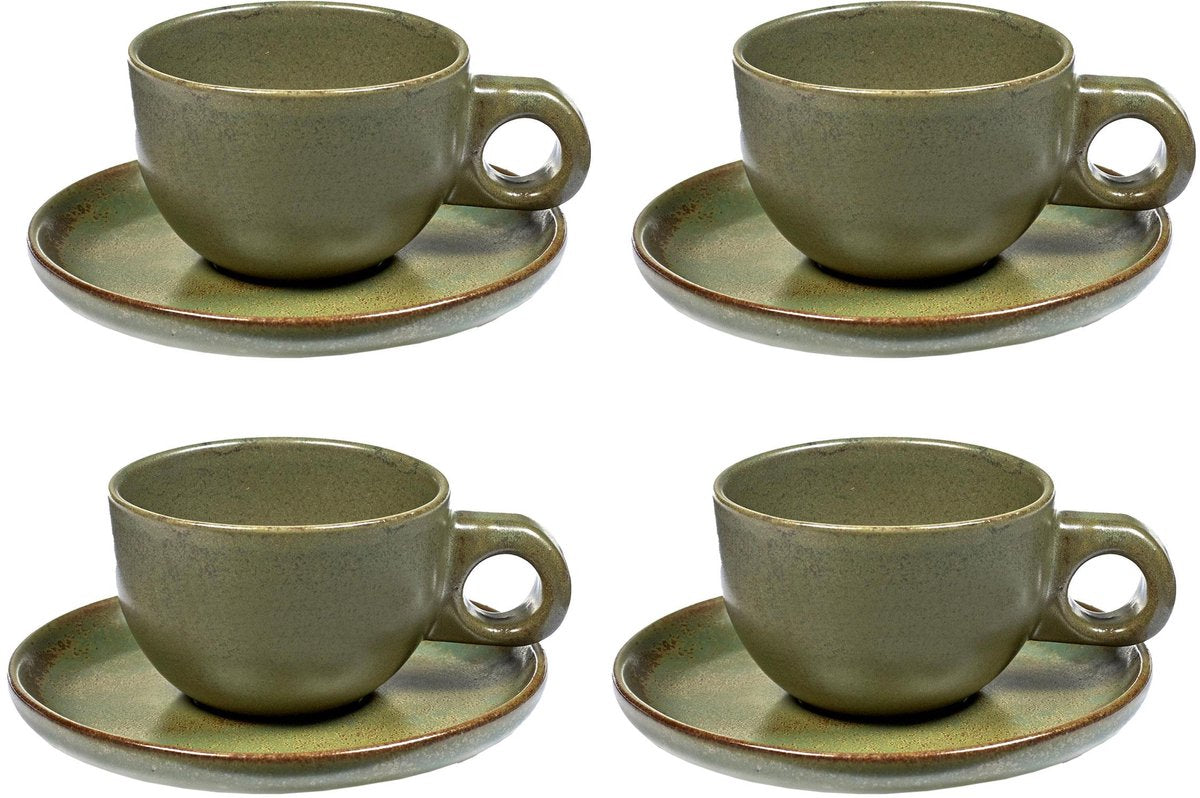 Serax - surface sergio herman - tasse à café + soucoupe - vert camo - 13 ø - 4 pièces