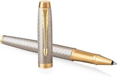 Parker dans un stylo roller | argent chaud haut de gamme | plume fine | encre noire | emballage cadeau