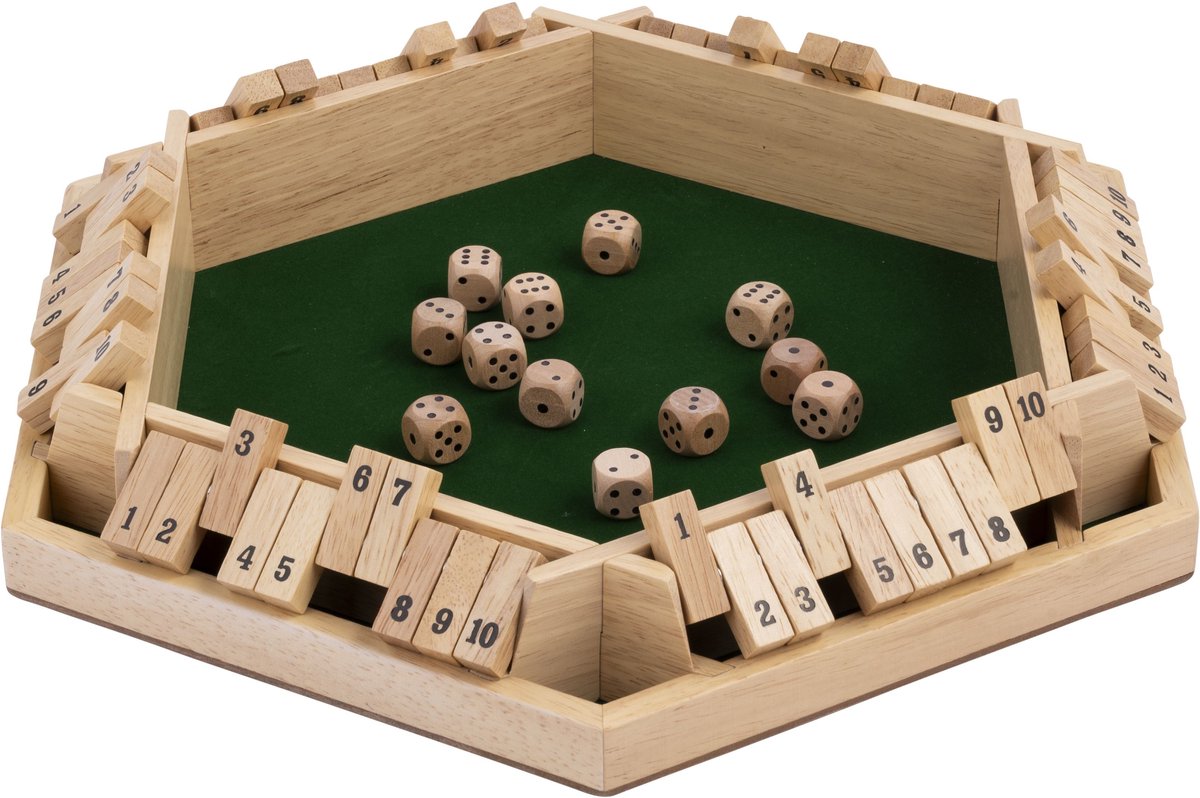 Longfield ferme la boîte - 6 joueurs - bois d'hévéa - feutre vert - dont 12 dés en bois - jeu de pub - coeur d'ange