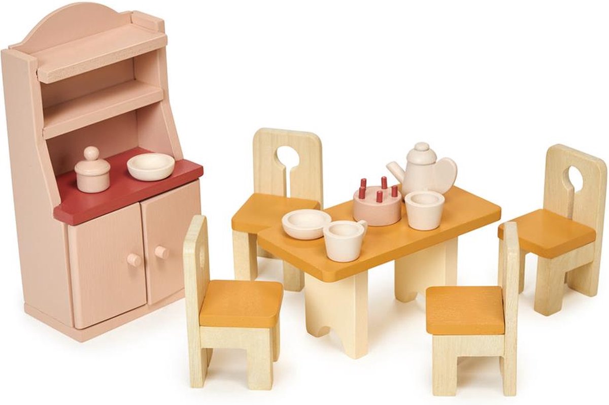 Jouets de salle à manger de maison de poupée en bois Mentari - jouets en bois durables.