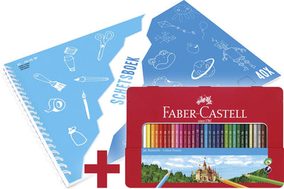 Ensemble de crayons de couleur Faber-castell - château - 36 pièces + carnet de croquis a3 kangaro - fc-115886-a
