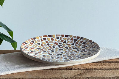 Petites créations diy bol mosaïque beige - paquet artisanal créatif bambou.