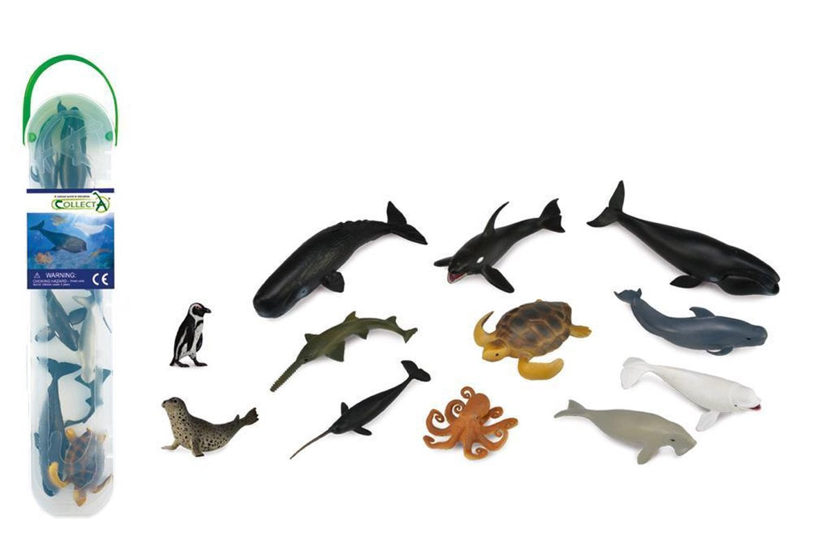 Mini set de figurines Collecta - 12 animaux marins - animaux marins - peints à la main - miniature