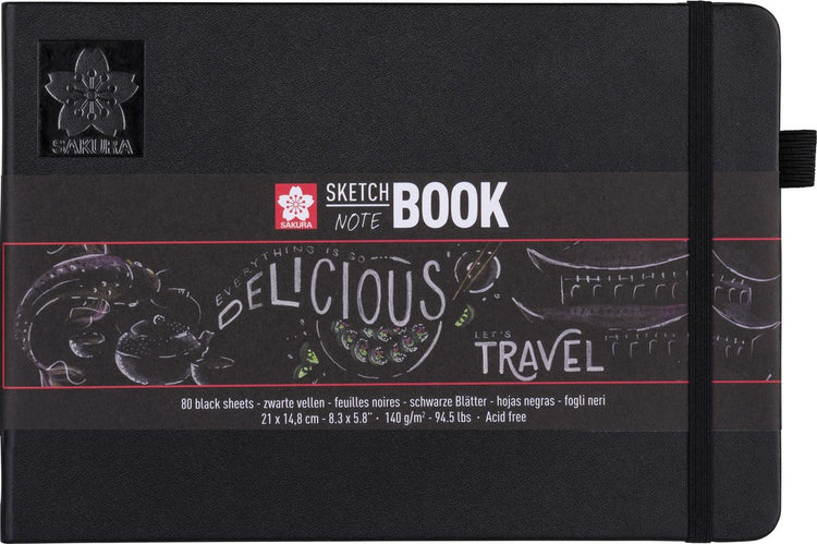 Carnet de croquis Sakura 21 x 14,8 cm 80 pages papier noir 140g