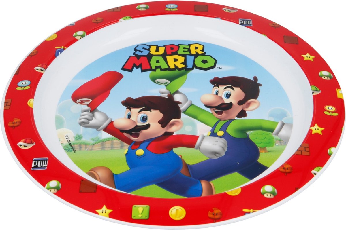 Assiette de rangement super mario bros junior - rouge blanc - 22 cm