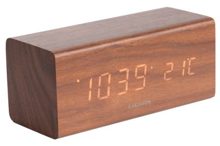 Bloc réveil Karlsson - bois foncé - 16x7,2x7cm - scandinave - réveil pour chambre - réveils