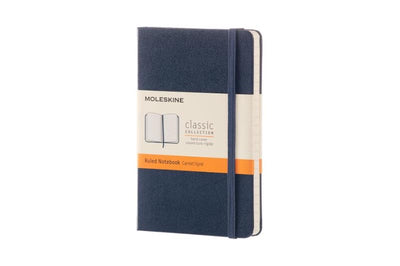 Carnet classique Moleskine - pochette - couverture rigide - ligné - bleu saphir