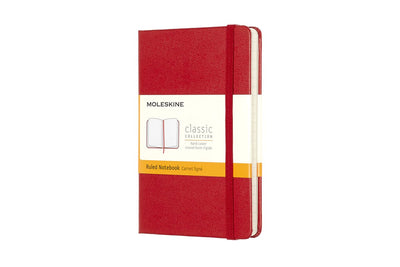 Carnet classique Moleskine - pochette - couverture rigide - ligné - rouge