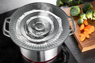 Couvercle anti-débordement Gefu bolla – protection anti-débordement en silicone – pour casseroles 19-28 cm – résistant à la chaleur jusqu'à 230°c