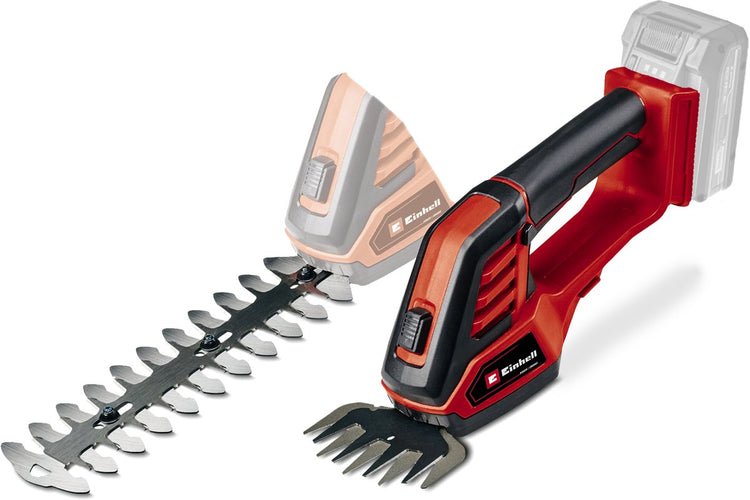 Taille-haie à batterie Einhell ge-cg 18 100 li solo - power x-change - 18 v li-ion - largeur de coupe cisaille à gazon : 10 cm - largeur de coupe taille-haie : 20 cm - excl. batterie et chargeur