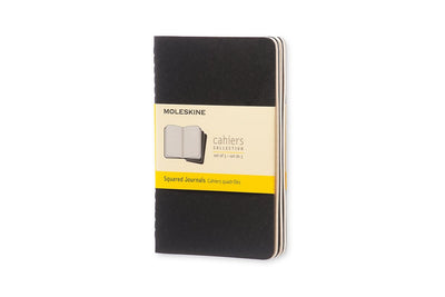 Moleskine cahier journaux - poche - à carreaux - noir - lot de 3